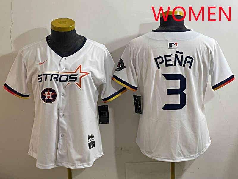 Women Houston Astros #3 Pena White three generations Joint Name Nike 2025 MLB Jersey style 11
